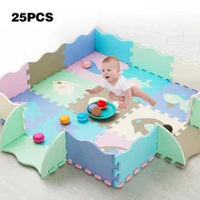 25Pcs Kids Toys EVA Childrens mat Foam Carpets Soft Floor Mat Puzzle Baby Play Mat Floor Developing Crawling Rugs With Fence