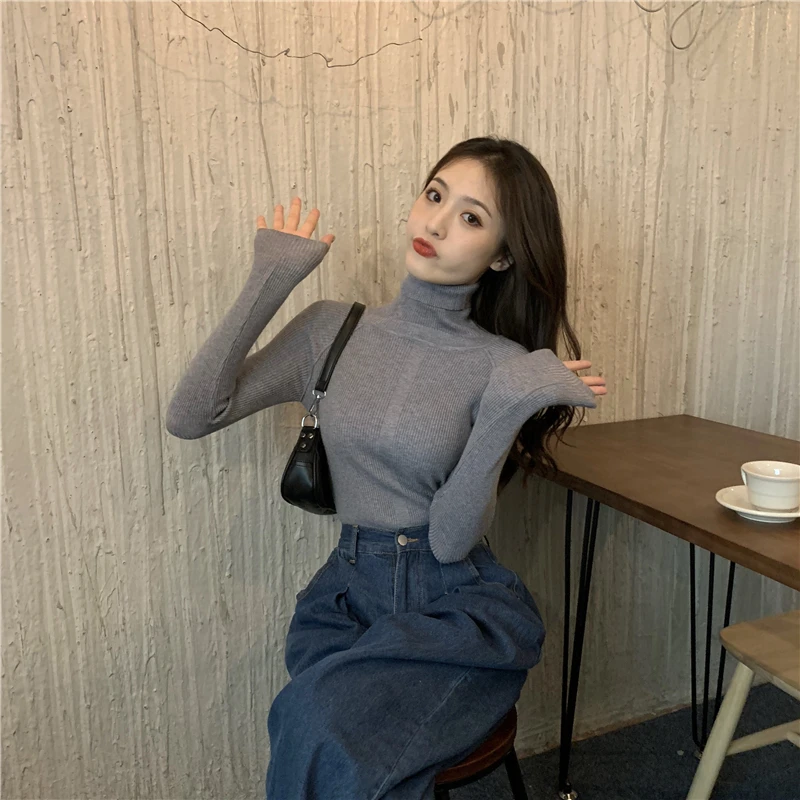 

Make firm offers qiu dong retro vertical stripes turtleneck render knit female coat of cultivate one's morality