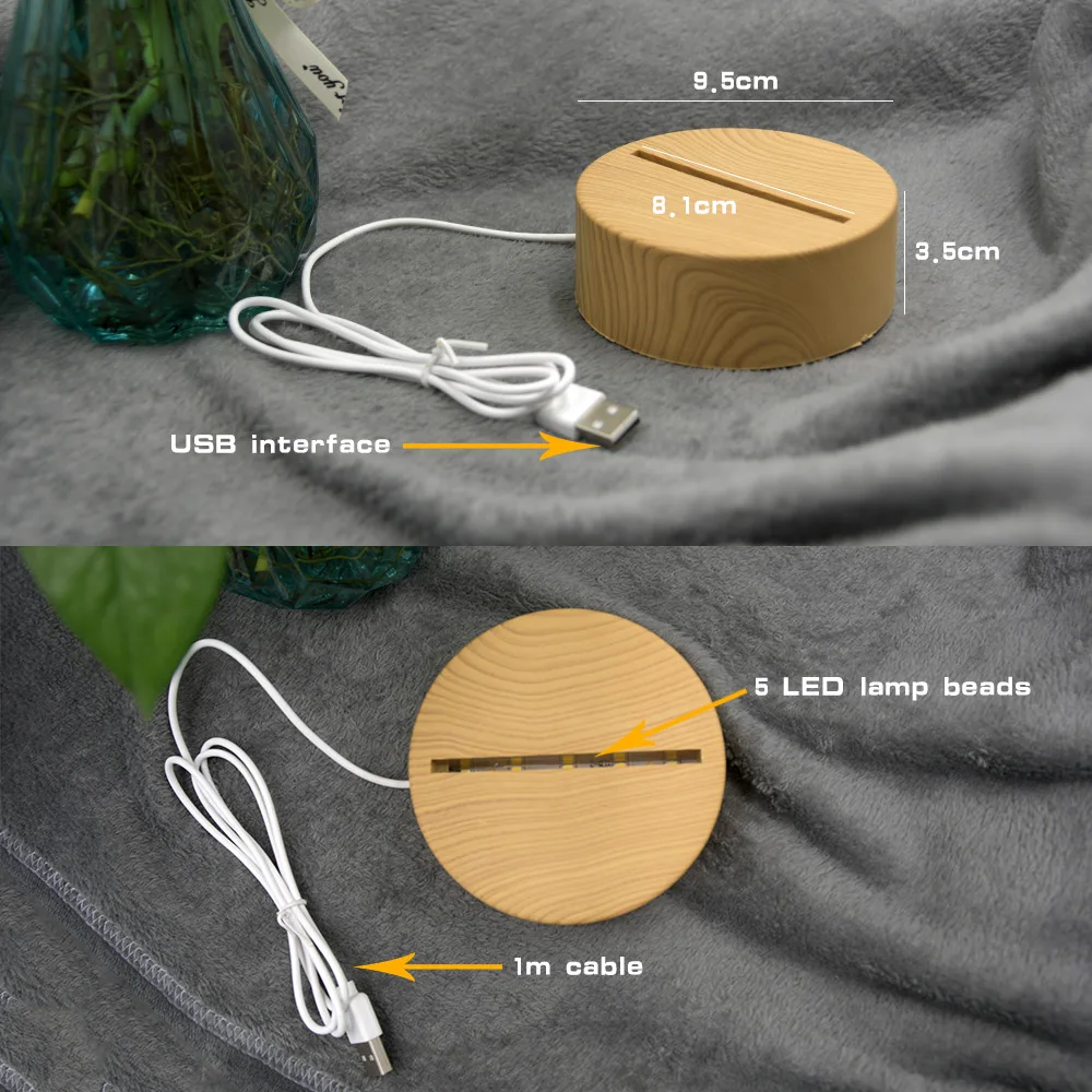 

2020 LED Lamp Newest 3D Creative Wood grain Night Lights Novelty Illusion Night Lamp 3D Illusion Table Lamp For Home Decorative