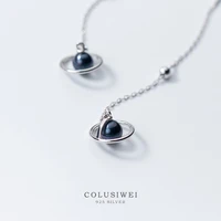 colusiwei planet dangle earrings with charm 925 sterling silver saturn long tassel drop earrings for wome men unisex jewlery