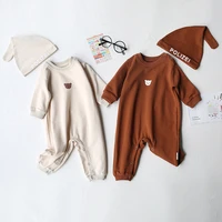 milancel 2021 autumn new baby clothes bear newborn romper cotton toddler jumpsuit casual baby girl clothes with hat