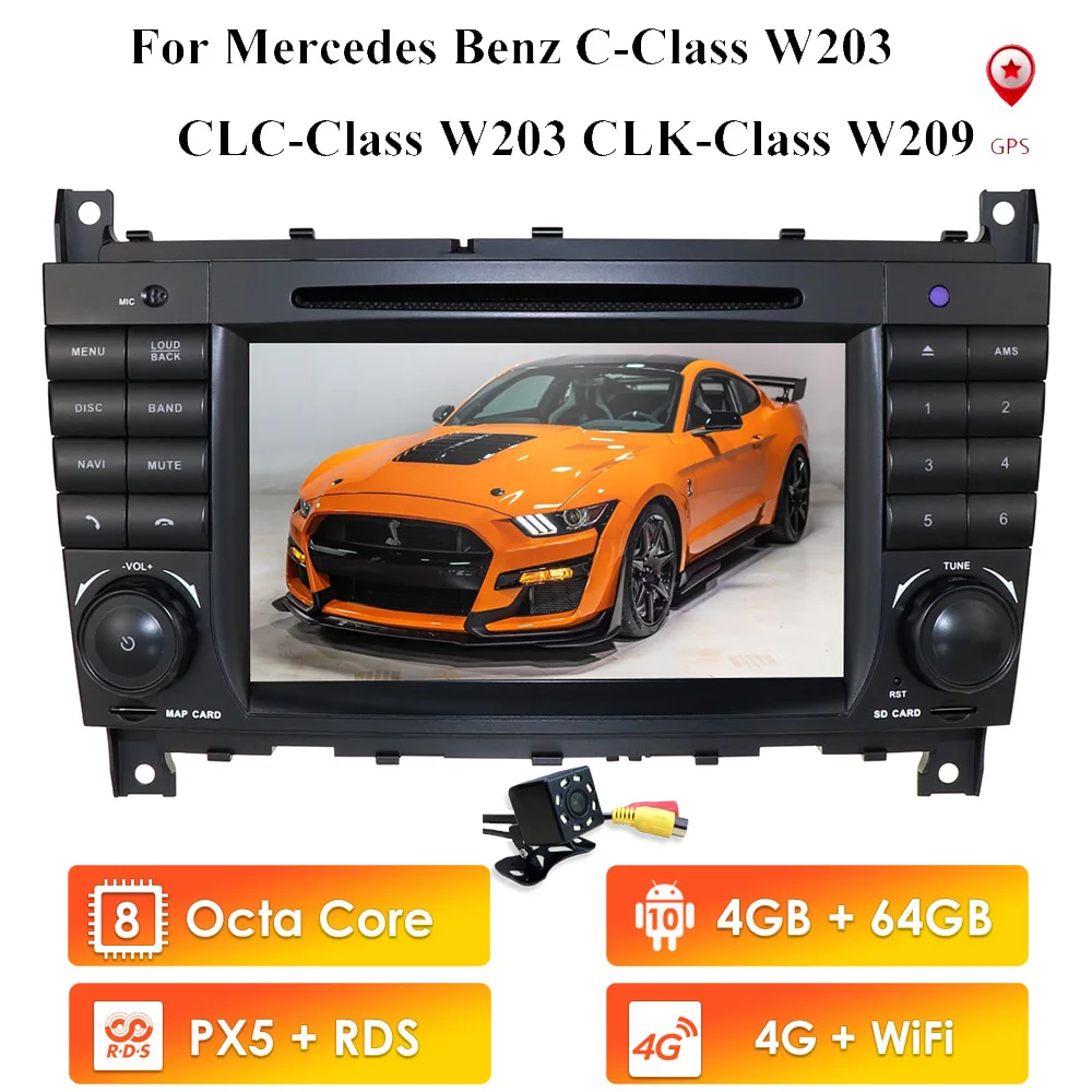 DSP IPS 8Core Android 10 GPS Navigation Car DVD player For Mercedes Benz C-Class 2004-2007 W203 CLC 2008-2010 CLK W209 2005-2011 |