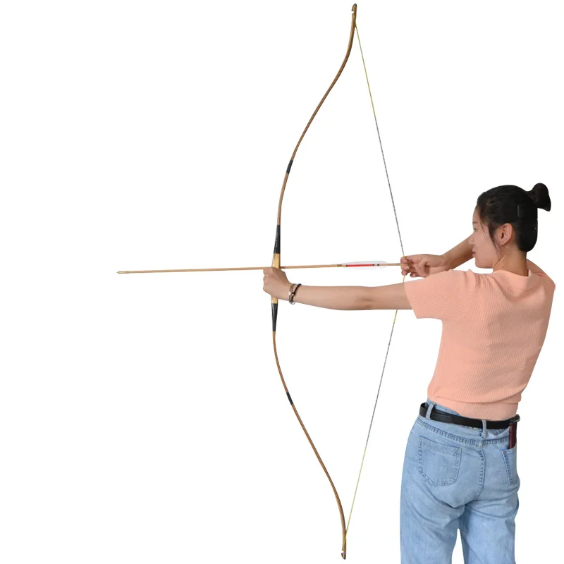 

1set Archery Bamboo Wooden Bow 20-40 Lbs Hunting Limbs Traditional Long Bow Shooting Accessories Training Camping