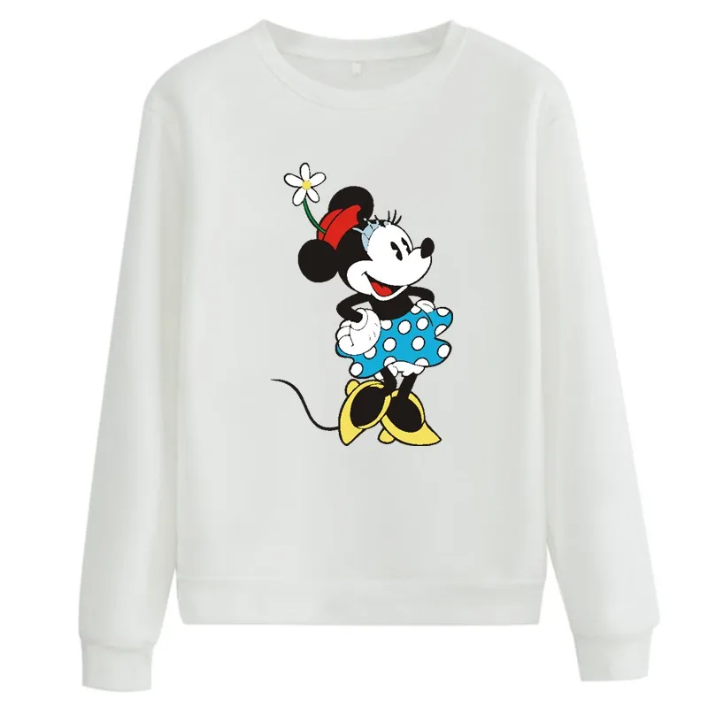 

Disney Cartoon Minnie Mouse Dancing Korean Fashion Autumn Winter Hoodies Ladies Long Sleeve Fleece Thick Mulheres Sweetshirts