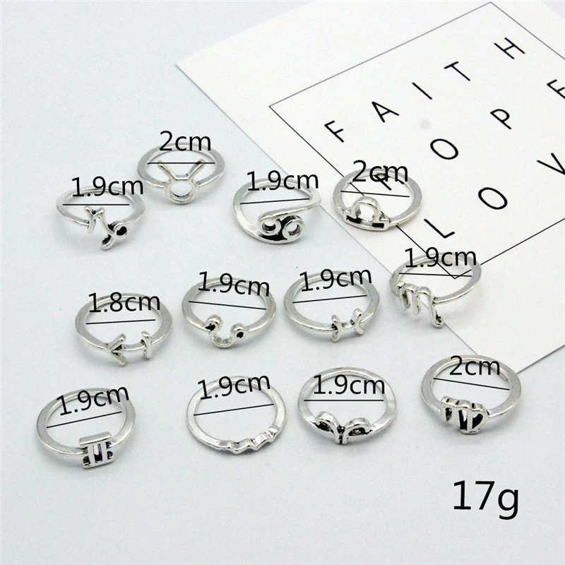 Женские винтажные кольца 12 созвездий набор колец в стиле ретро эффектные