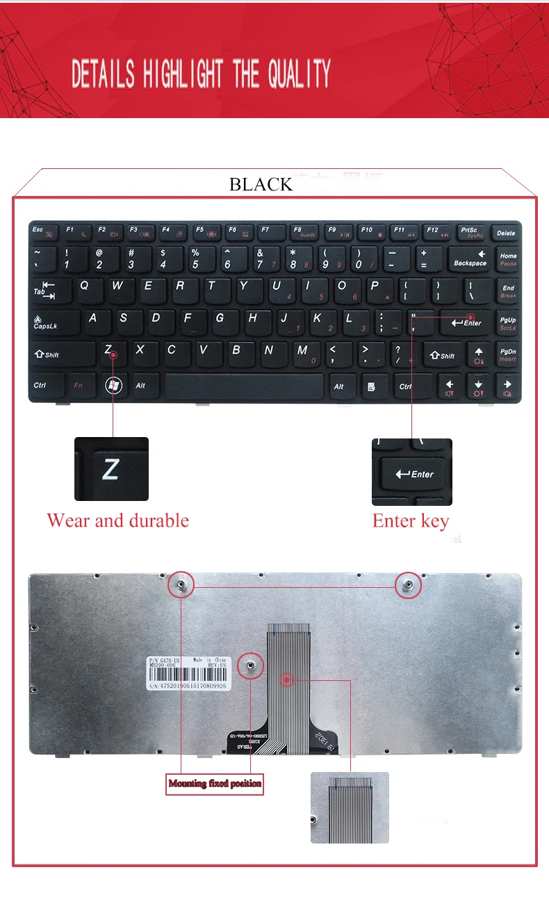 Клавиатура для ноутбука lenovo G470 V470 B470 B490 G475 B475E B480 V480 M490 B475 Тетрадь заменить US клавиатура