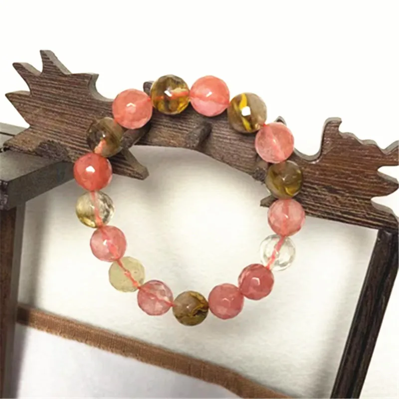 Новый Арбуз Турмалин камень 12 мм Граненый Круглый loose Бусы решений Браслет 7.5