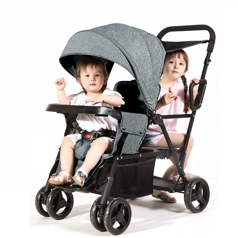 

Двойная детская коляска с одной кнопкой, Складная легкая двойная коляска, двухместная детская коляска, подходит для От 0 до 6 лет