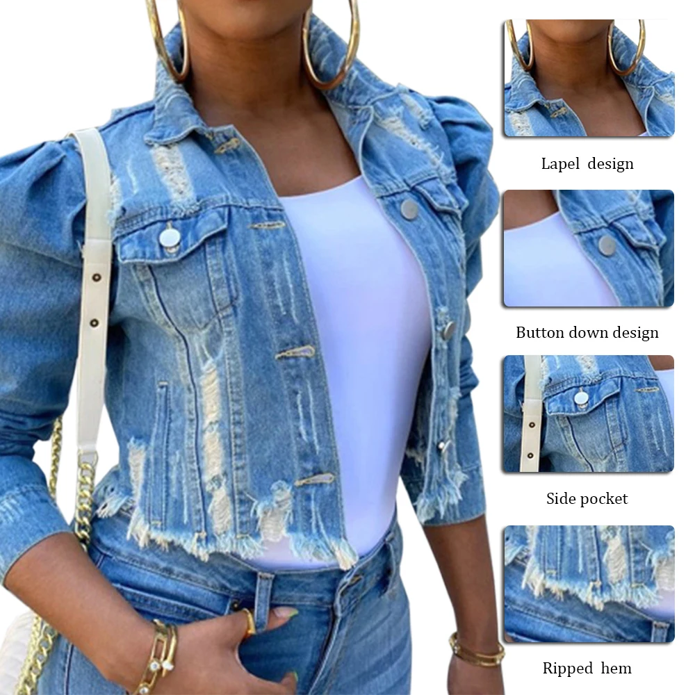 Осенние женские пикантные рваные джинсовые куртки 2020 винтажная повседневная