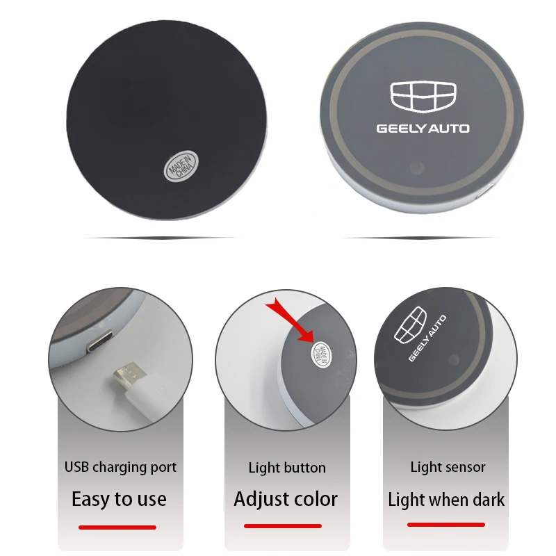 7 цветов светодиодный автомобильный подстаканник автомобилей Атмосфера