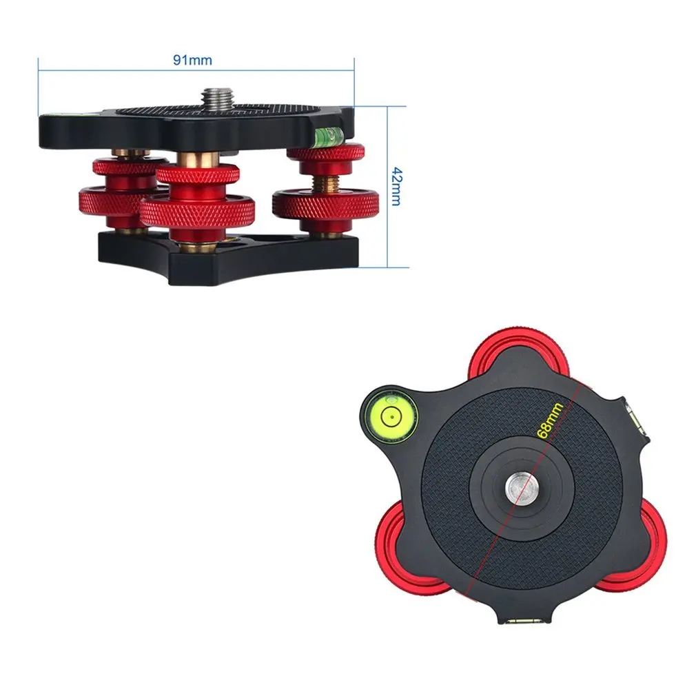

LP-64 Camera Tripod Head Leveling Base Aluminum Alloy Triple-wheel Precision Leveler Bubble Level 3/8\" Screw Load 15kg