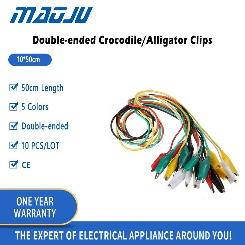 

Free Shipping 10pcs 50cm Alligator Clips Double-ended Clips Crocodile Cable Alligator Jumper Wire Test Leads Alligator Clips