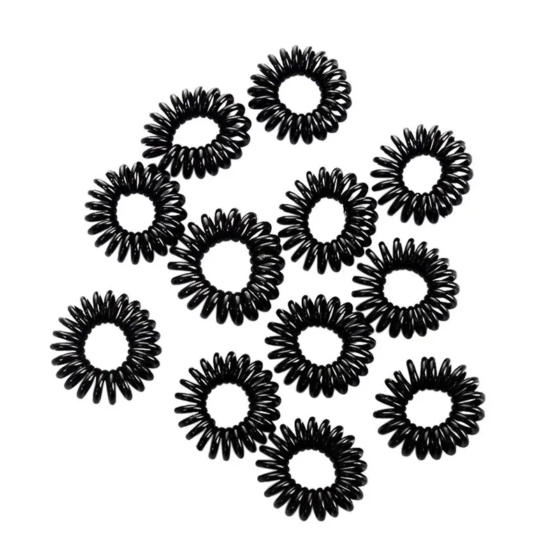 Black 12 шт./компл. ребенок телефонный шнур эластичные резинки для прически "конский хвост волосы кольцо аксессуары смешанный Цвет девушка Для женщин резинки галстук Резинки - Цвет: Black