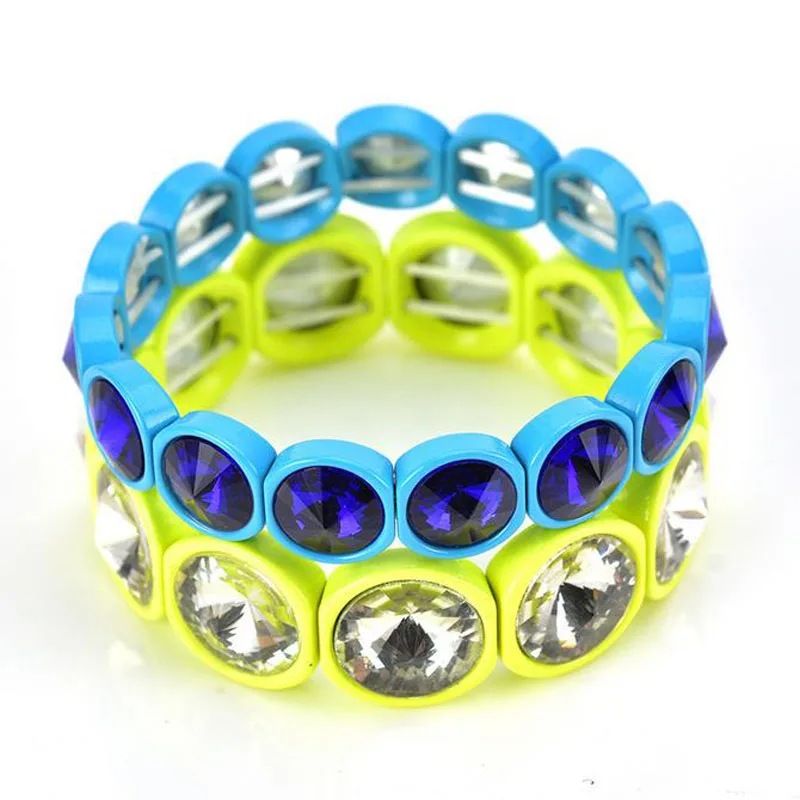 Богемная эмаль Эластичный Браслет манжет полированная стеклянная плитка бисера