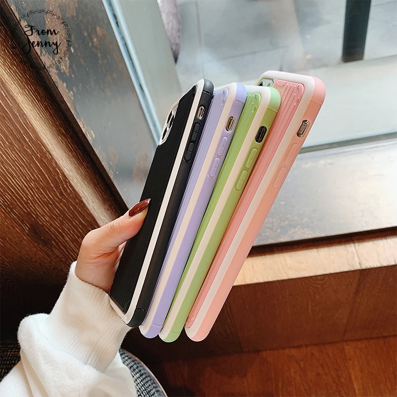 От Jenny простой сплошной цвет для iPhone 11 Pro x xr xs max 7 8 Plus рельефный защитный жесткий