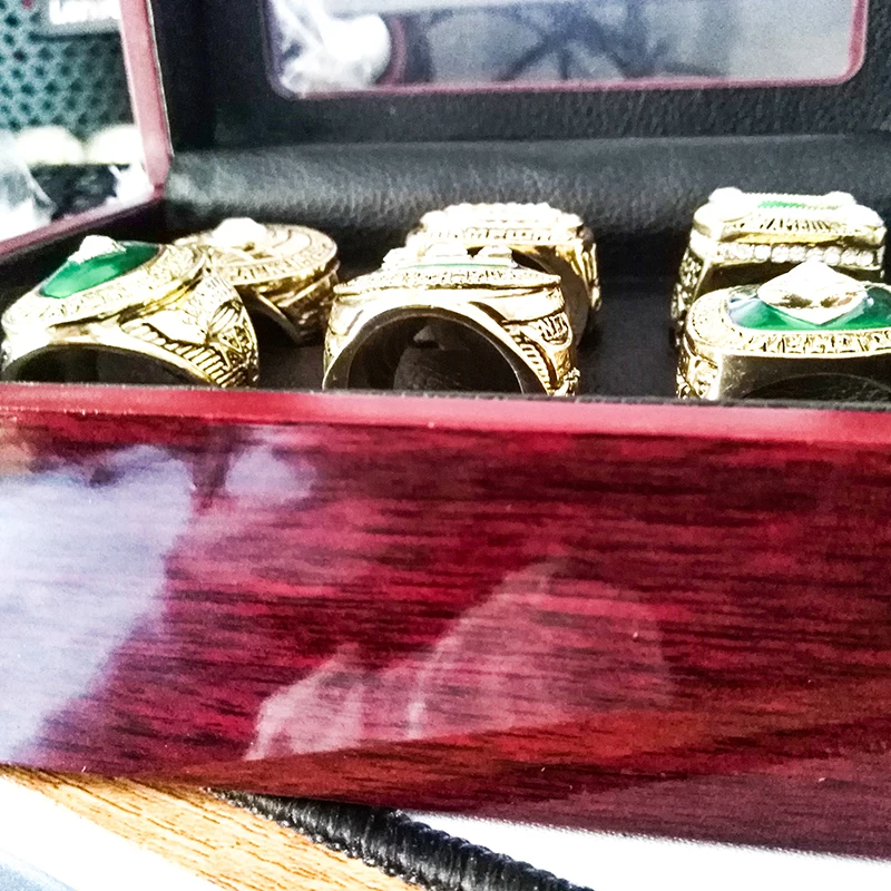 6Pcs ring Green Bay 1962 1965 1966 1967 1996 2010 упаковщик Чемпион кольцо 6 шт. кольцо Дисплей Коробка - Цвет основного камня: 6Pcs ring