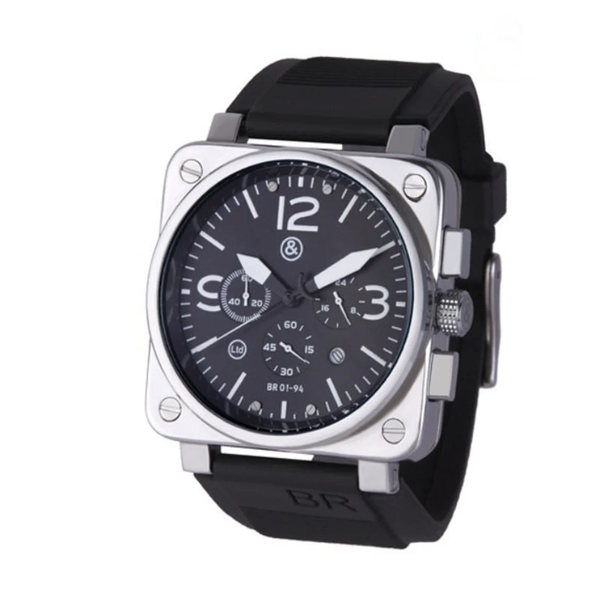 brand new br model sport quartz 3 small dials working bell luxury watch business man ross square rubber wristwatch hot men gift free global shipping