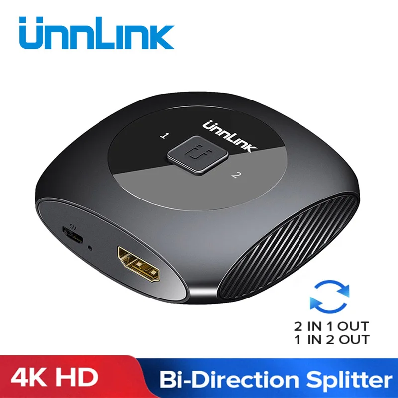 Unnlink HDMI совместимый сплиттер переключатель UHD 4K 30 Гц 1x 2/2x1 двухсторонний для xiaomi Mi