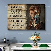 i am tiger quietly i will endure silently poster home decor canvas wall art prints living room decoration unique gift