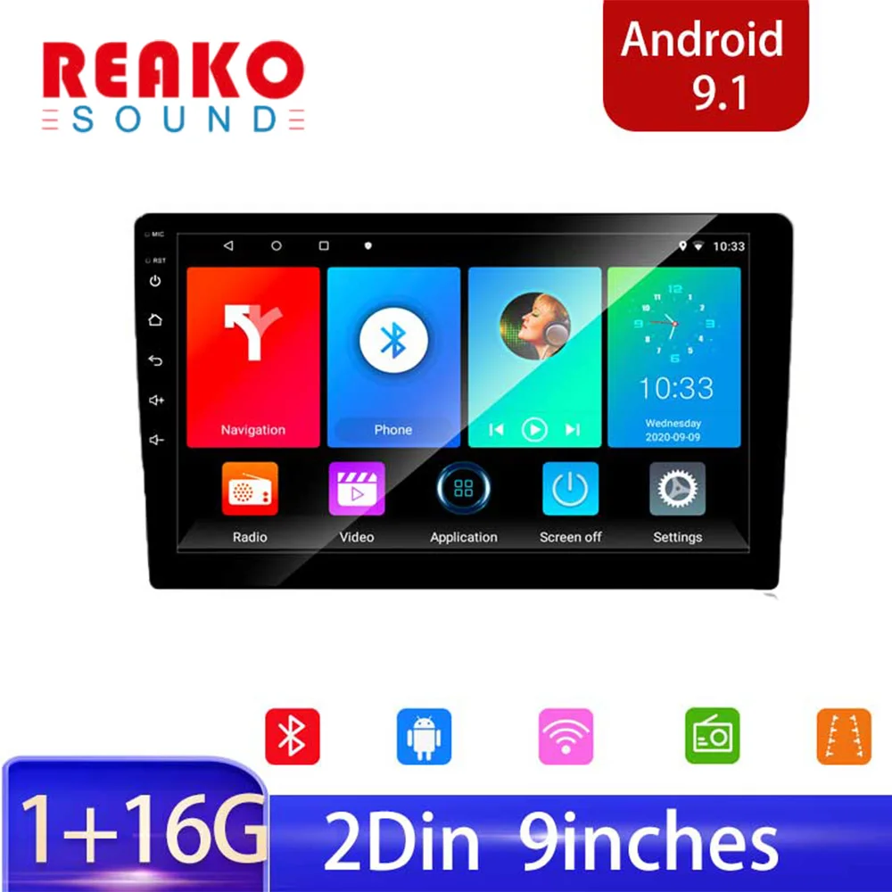 Автомобильный радиоприемник 2 Din реакosound 9 &quot2.5D GPS Android 1 автомобильный