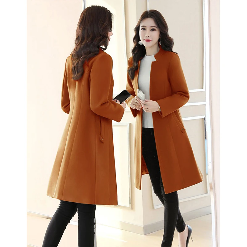 Новинка 2021 шерстяное пальто женская тонкая приталенная куртка средней длины на
