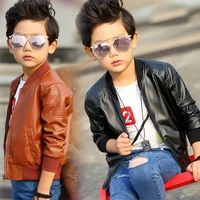 2 8t toddler kid baby boy clothes long sleeve leather pu jacket for boys pu coat gentleman streetwear infant spring outfit