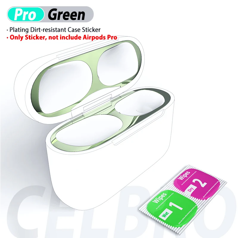 Green Красочная Пылезащитная наклейка для AirPods Pro, беспроводная зарядная коробка для наушников, защитная пленка внутри, защита для Air Pods Pro 3 - Цвет: Green