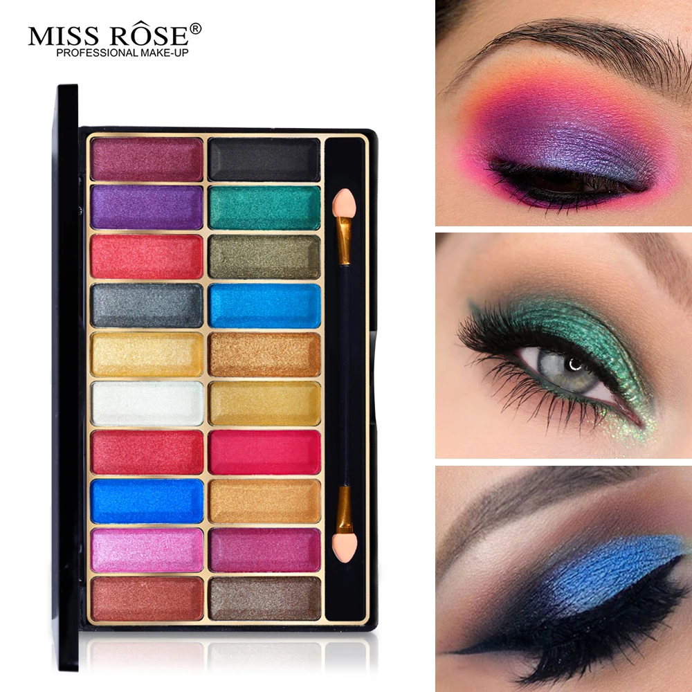 Miss Rose Pro, палитра для макияжа, 20 цветов, матовая палитра теней для век, яркие мерцающие тени для век, металлический пигмент, телесный, дымчатый, косметический набор
