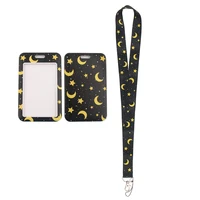 md233 dmlsky moon and star sky lanyard keychain keys badge id mobile phone rope kids gifts lanyard with card holder cover