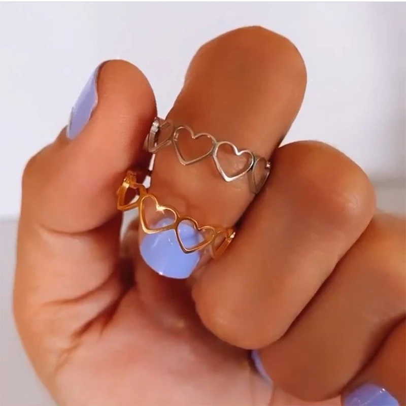 ICFTZWE открытые кольца в форме сердца для женщин из нержавеющей стали золотистого и