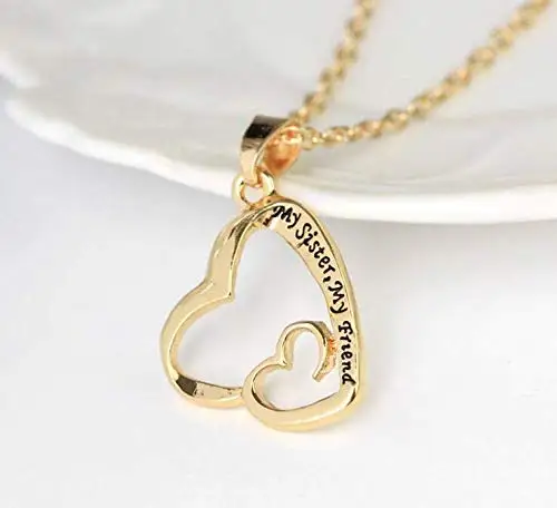 Heart necklace Best Friends girlfriends My Sister Friend Christmas Gold |