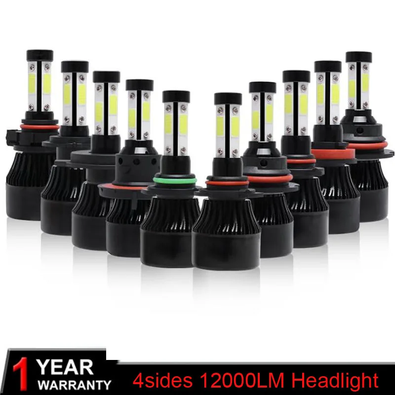 Светодиодсветильник лампы Muxall 4 стороны H4 H7 H1 H3 H8 H9 H11 9005 9006 72 вт 9007 лм 6500K|Передние