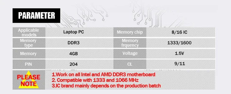 VEINEDA DDR3 4 гб 8 гб 1600NHz PC3-12800 оперативная память So-dimm совместима с ddr3 1333 PC3-10600 ddr 3 204pin для ноутбуков AMD Intel