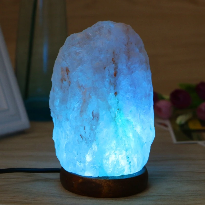 

Hand Carved USB Wooden Base Himalayan Rock Salt Lamp Air Purifier Night Light