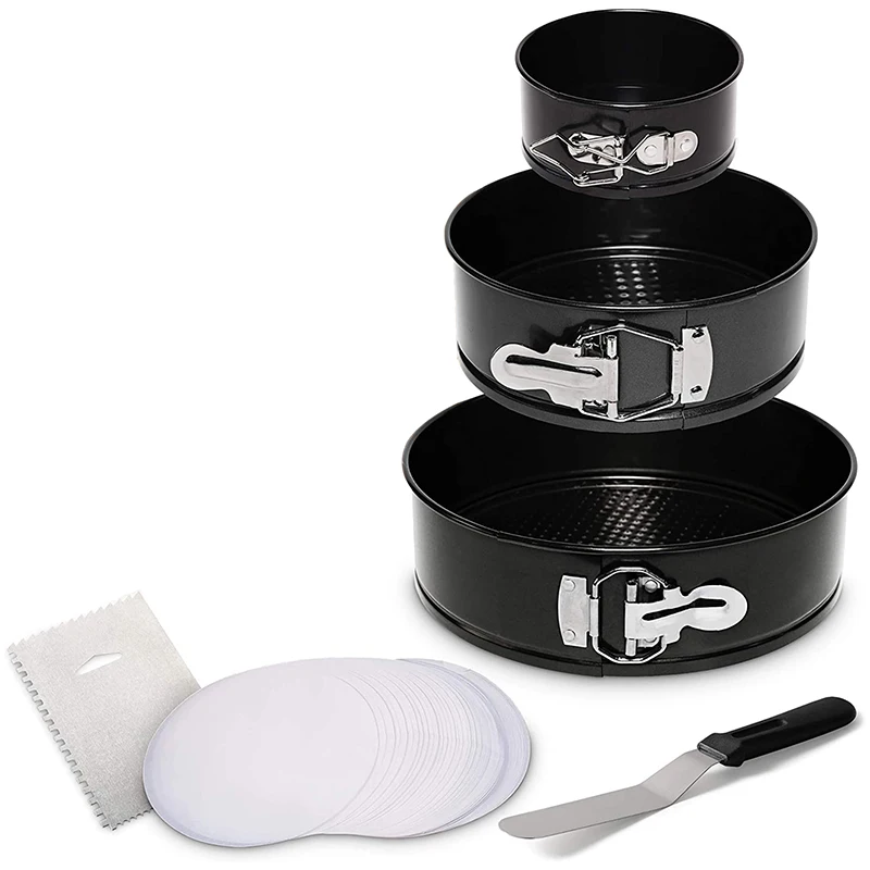 

Pan Set of 3 - Non-Stick Leakproof Baking Set - Cheesecake, Pans with Spatula,and 50 Parchment Paper Liners Included