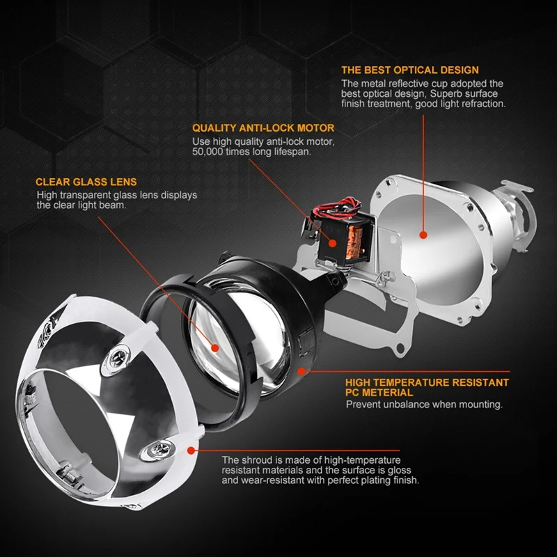 Простая установка биксеноновый прожектор Koito Q5 3 дюйма H4 кожухи для линз
