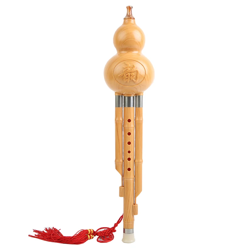 

C Key Cucurbit Flute Hulusi Brown Chinese Traditional Musical Instruments with Chinese Elements High Quality Woodwind Instrument