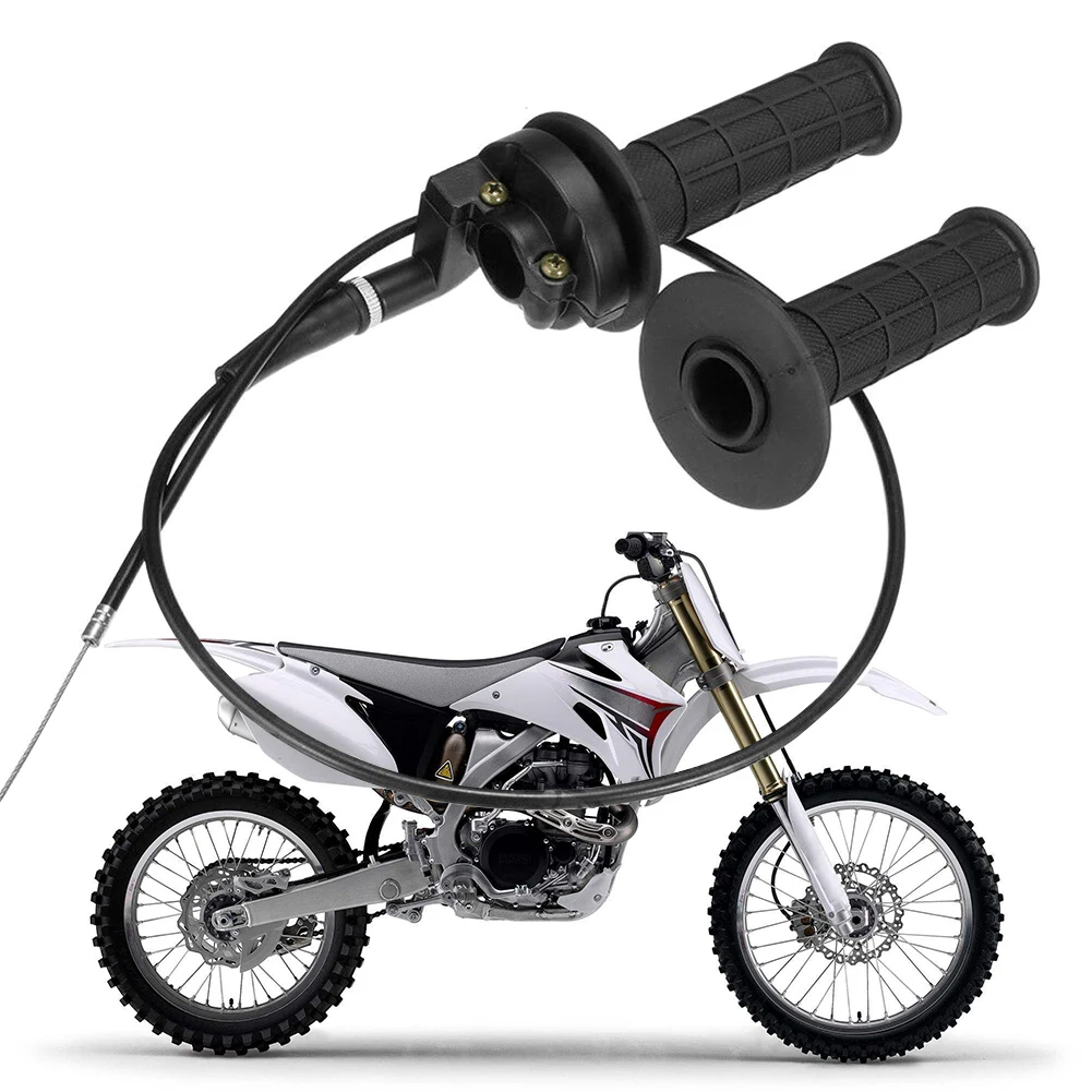 

1 Pair Motorcycle Hand Grips 7/8 inch Throttle Handle Grip Cable AssemblyFor ATV Quad Pit Dirt Bike 90 110 125CC
