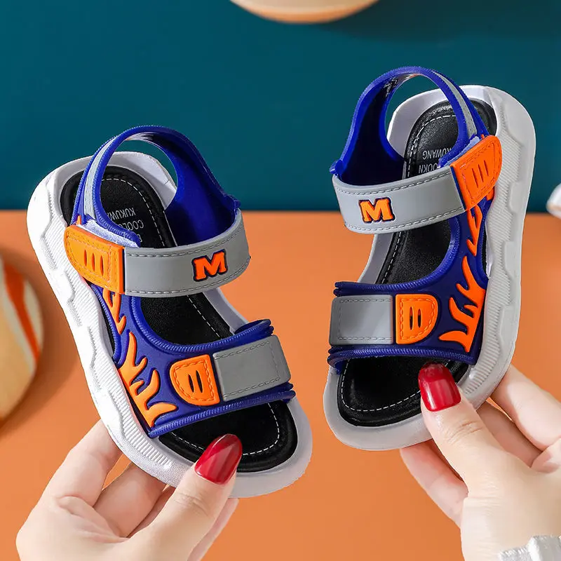 Sandalias antideslizantes de fondo suave para ni&ntilde;os, zapatos de playa a la moda, novedad de verano, 2021-0