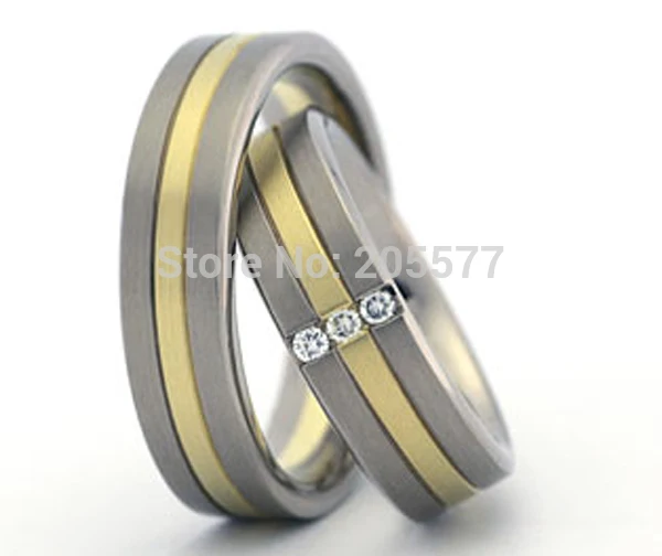 Ebay хит продаж Двухцветные обручальные кольца из титана для невесты наборы него и