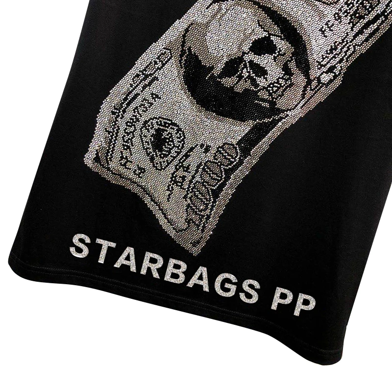 

starbag PP Skull head short sleeve men's round neck T-shirt US dollar picture inlaid with color drill original sheet technology