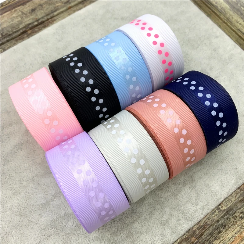Random 5color 1y 5 ярдов 1 дюйм 25 мм корсажная лента печать горошек лента для волос бант свадебное Рождественское украшение - Цвет: Random 5color 1y