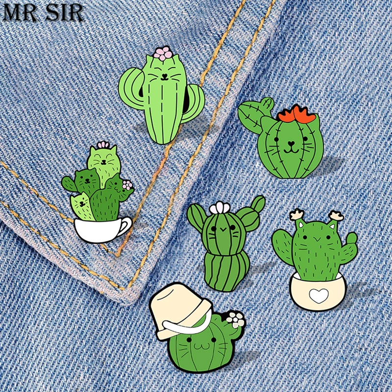 

Cartoon Potted Acrylic Enamel Pin Mini Green Plant Cactus Brooches Bag Clothes Lapel Pin Cute Fashion Badge Jewelry Gift for Kid