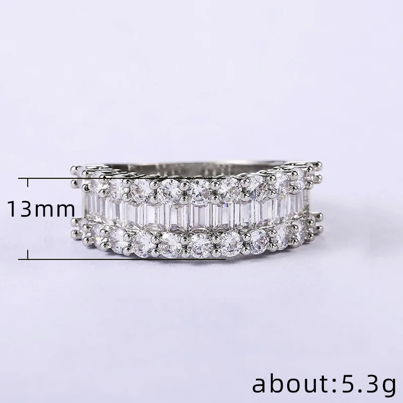 

Hot Sell Popular Simple style Ladder Square Zircon Ring For Ladies Luxury Fashion Ring Accessories The Anniversary Gifts