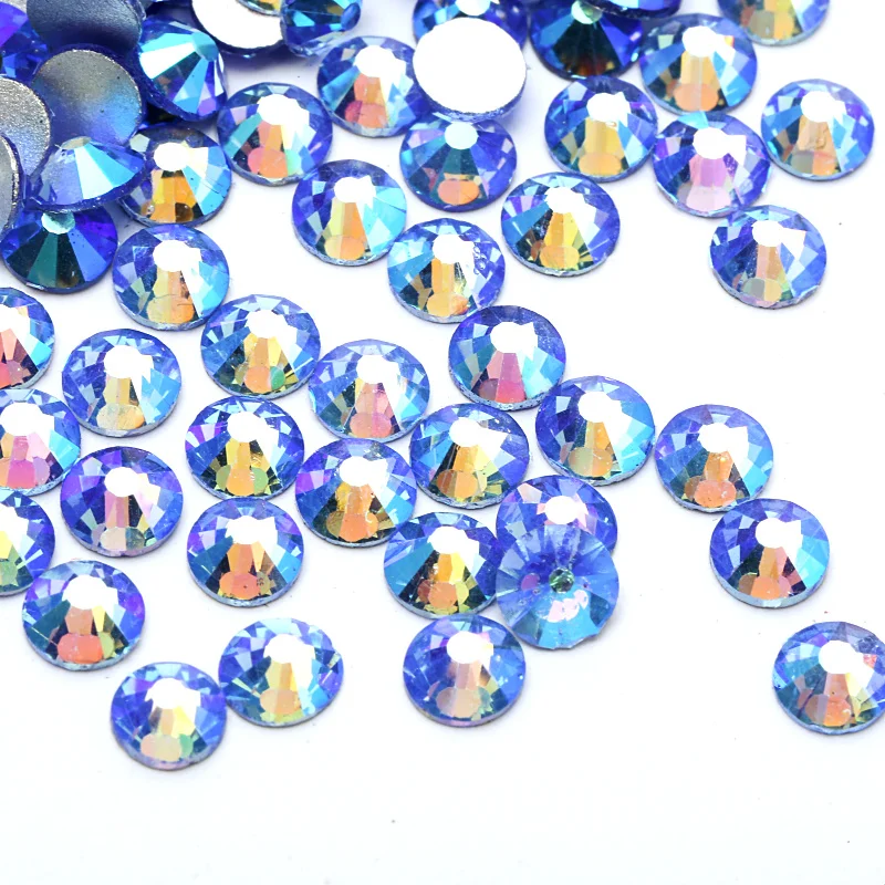 

11 Sizes Light Sapphire AB Nail Art Rhinestones Flatback Crystal Strass Glass Manicure Stones for Nail Art Decoration H0057