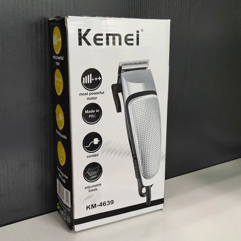 with box Kemei, Профессиональная Парикмахерская Машинка для стрижки волос, мощная электрическая Проводная машинка для стрижки волос для мужчин, домашний инструмент для стрижки волос с низким уровнем шума D40 - Цвет: with box