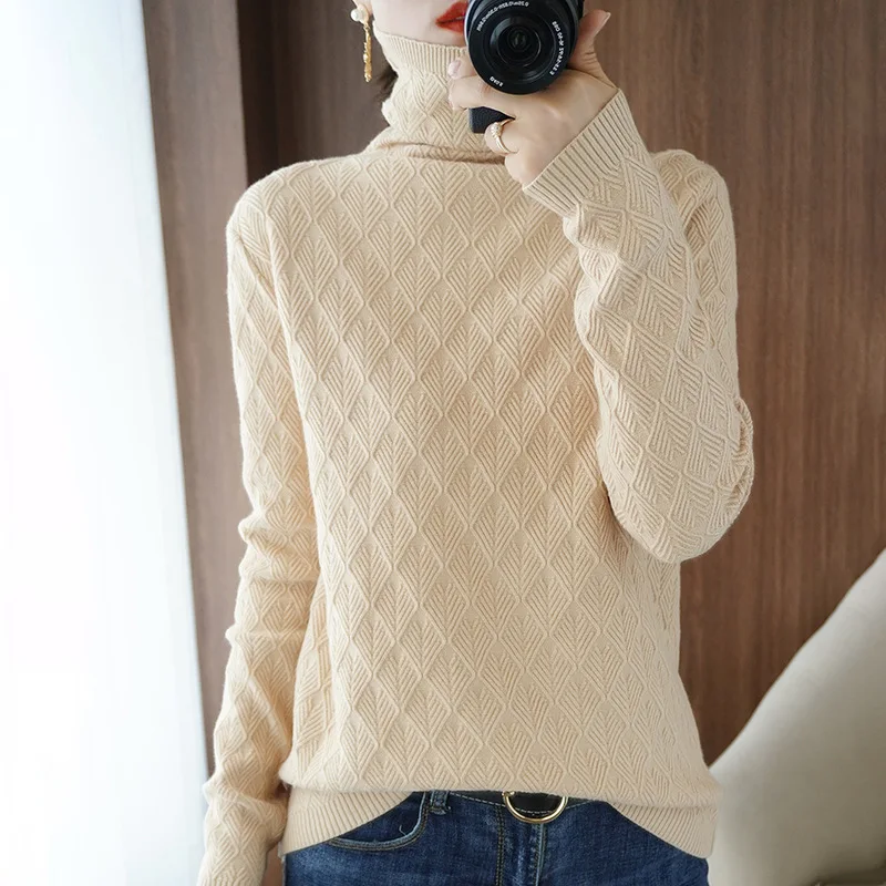 

Свитер женский осенне-зимний, утепленный, с ворсовым воротником, с длинным рукавом, вязаный, большого размера, 2021