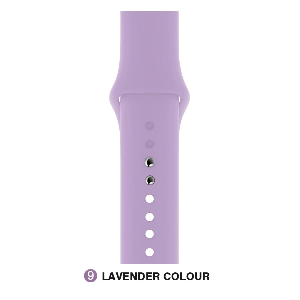 Lavender Мягкий силиконовый сменный спортивный ремешок для Apple Watch версии 4, 3, 2, 1, 42 мм, 38 мм, браслет на запястье, ремешок для iWatch 4, 40 мм, 44 мм, спортивный - Цвет ремешка: Lavender