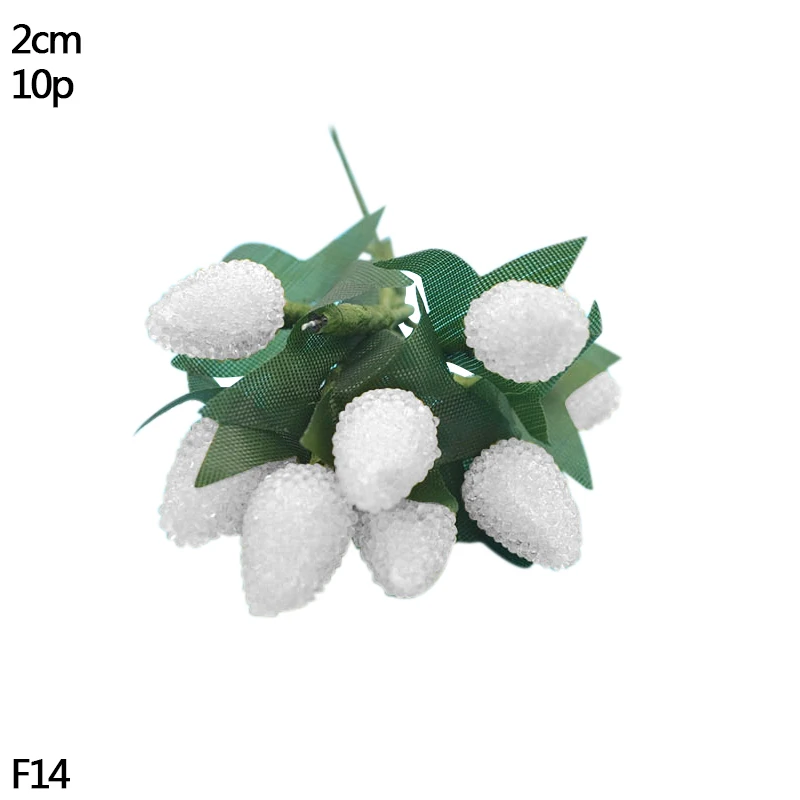 W14-10pcs white Ручной работы искусственный цветок Stamen Christma голубой цветок вишня ягоды Букет DIY Свадебный Рождественский венок Ремесло Подарок Украшение - Цвет: W14-10pcs white