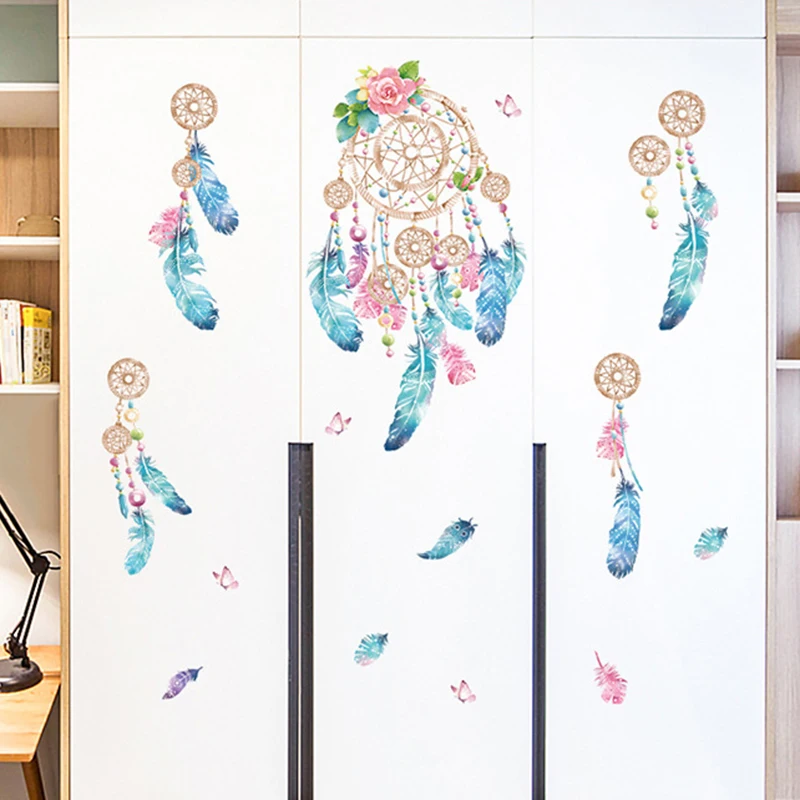 Ловец снов наклейка перо ins ветер гостиная спальня прикроватный фон настенные
